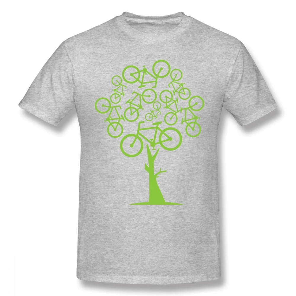 Artistic Picture Green Bicycle Tree T Shirt For Men Slim Fit Swag Plus Size Tee Camiseta Christmas Gift Tshirt Cotton Fabric man