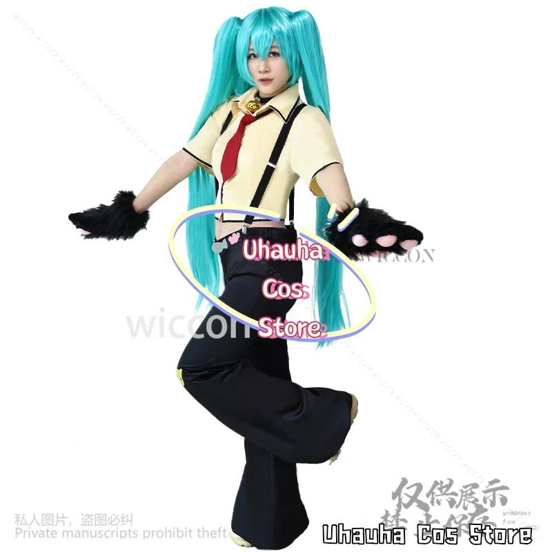 FURRY Project Sekai encantador gato Neko Mikuuu disfraz Kawaii lindo tirantes gargantilla Lolita peluca Jirai Kei chica Halloween personalizado