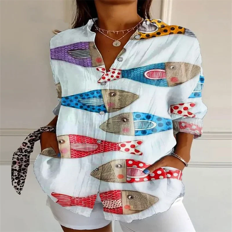 3D Printing New Women\'s Summer European and American Trendy Long Sleeve Shirt Strange Pattern Drop Shoulder Sleeve Long Shirt