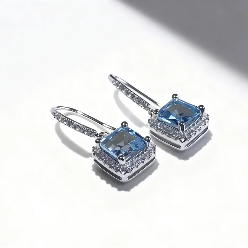 SGARIT 925 أقراط مجوهرات الأزياء الفضية الطبيعية السماء الزرقاء توباز أقراط وأقراط مجوهرات هدية نسائية