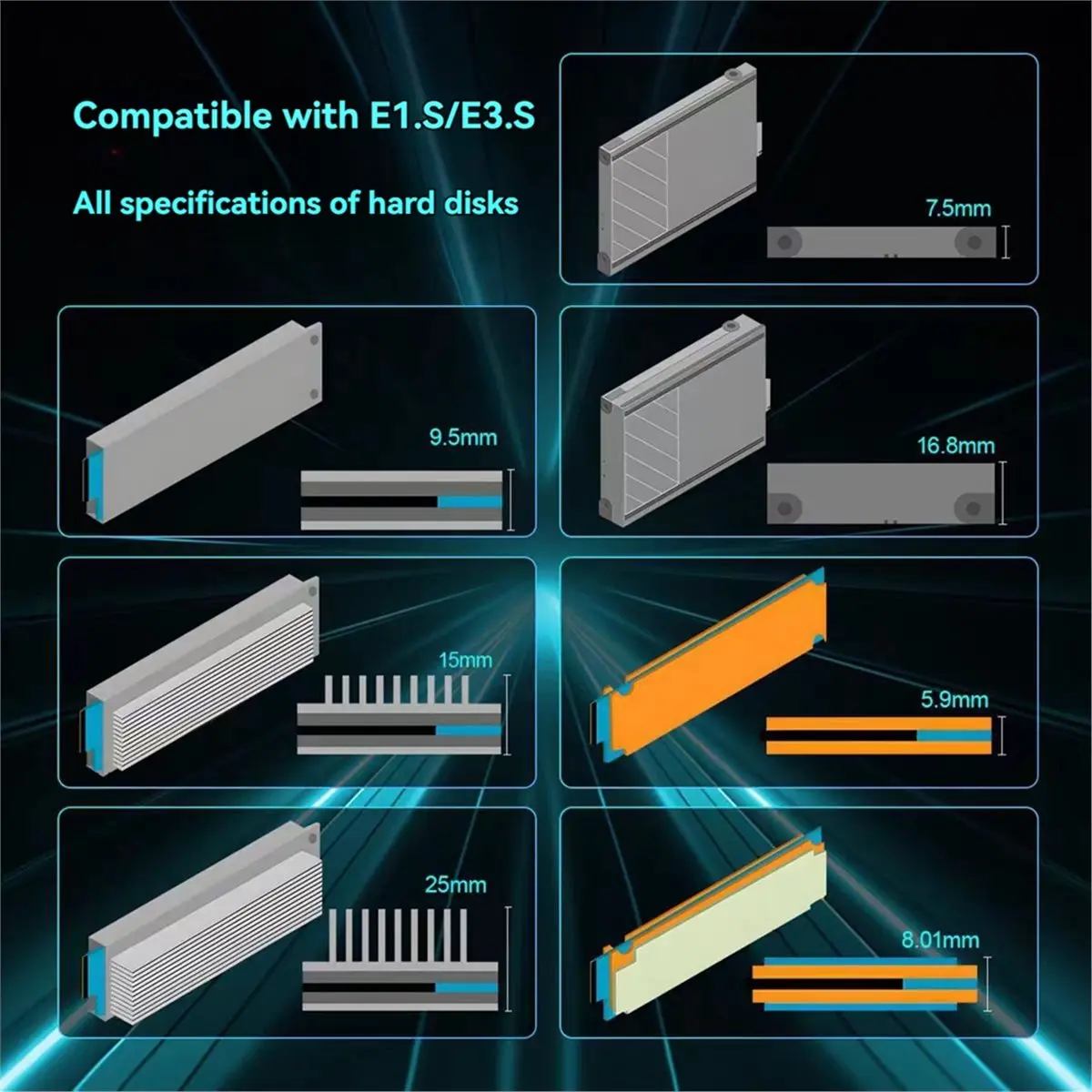 

Адаптер-карта Digital Essentials PCIe 5.0 Gen5 X4 для SSD EDSFF E1.S/E3.S, адаптер для жестких дисков PCI-E 5.0 4X для U.2 U.3 с креплением