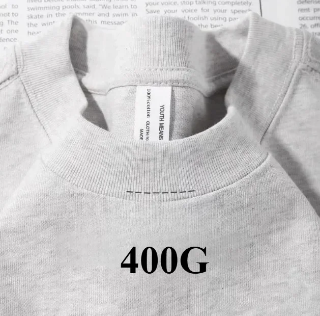 400g Cotton T Shirts Men Short Sleeved Heavyweight Summer Round Neck Loose Breathable Shirt for Men Women Basic Tee image 6