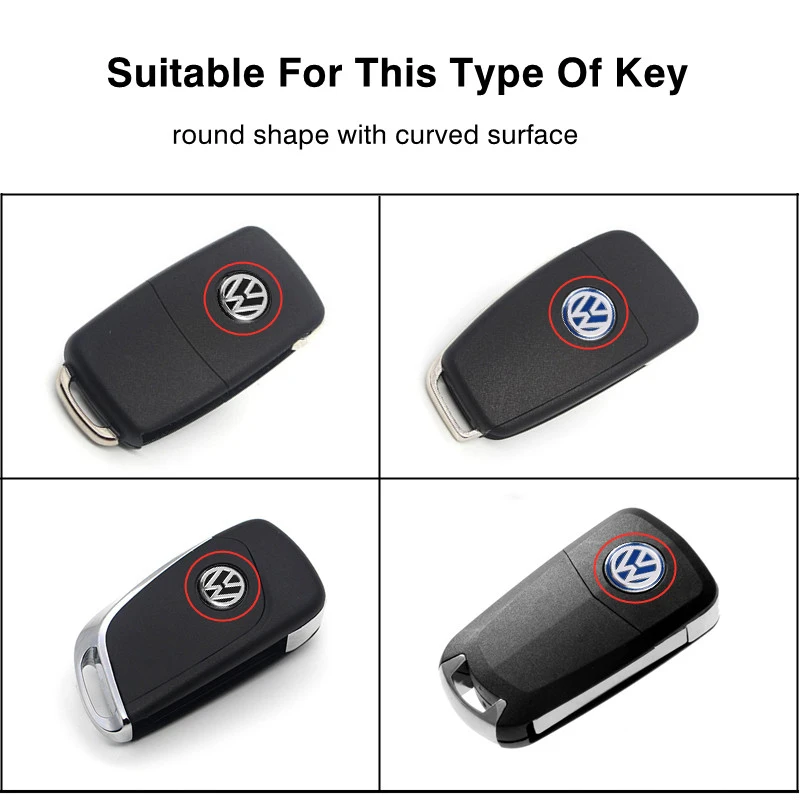 5/10Pcs 14mm Aluminium Metal Car Styling Remote Key Stickers For Volkswagen GTI R-Line R Polo Golf Passat Scirocco Jetta Tiguan