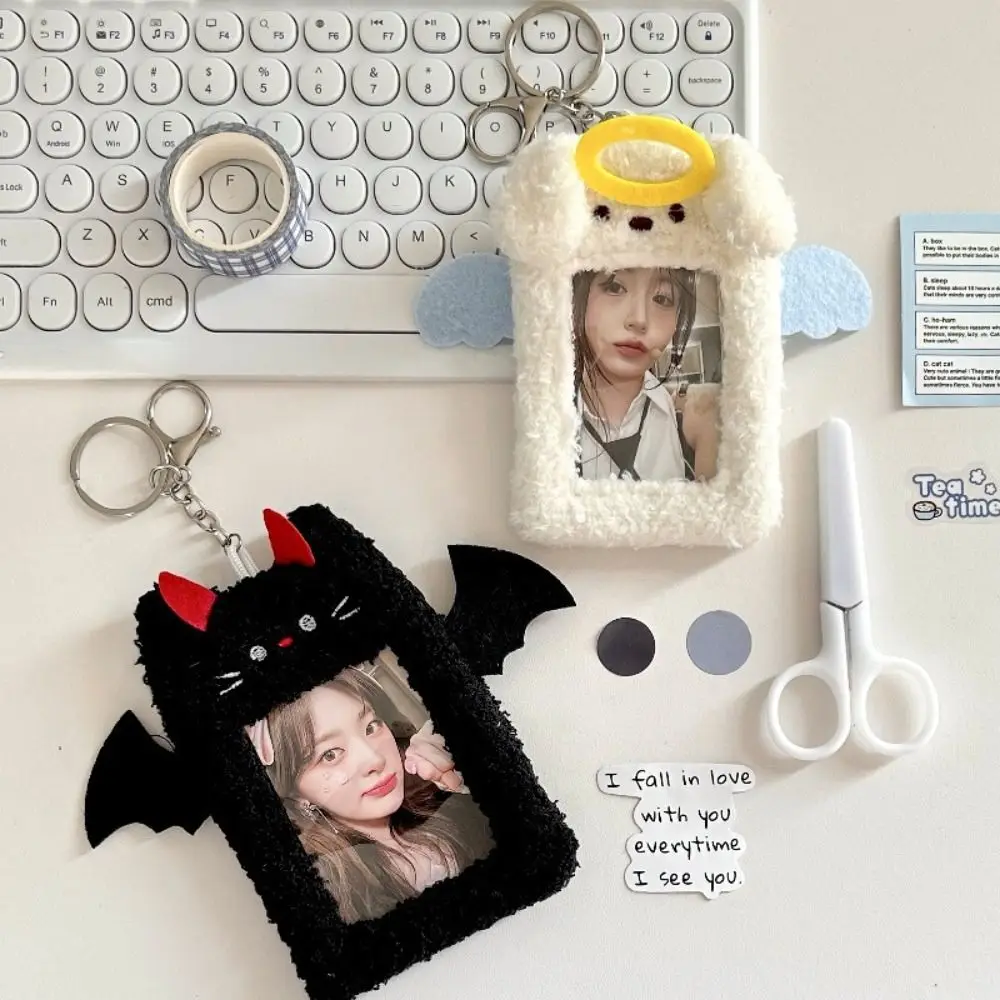 Angle Photocard Holder Fluffy Cartoon Kpop Idol Bus Card Holder INS Korean Style Plush Kpop Photocard Holder ID Card Cover