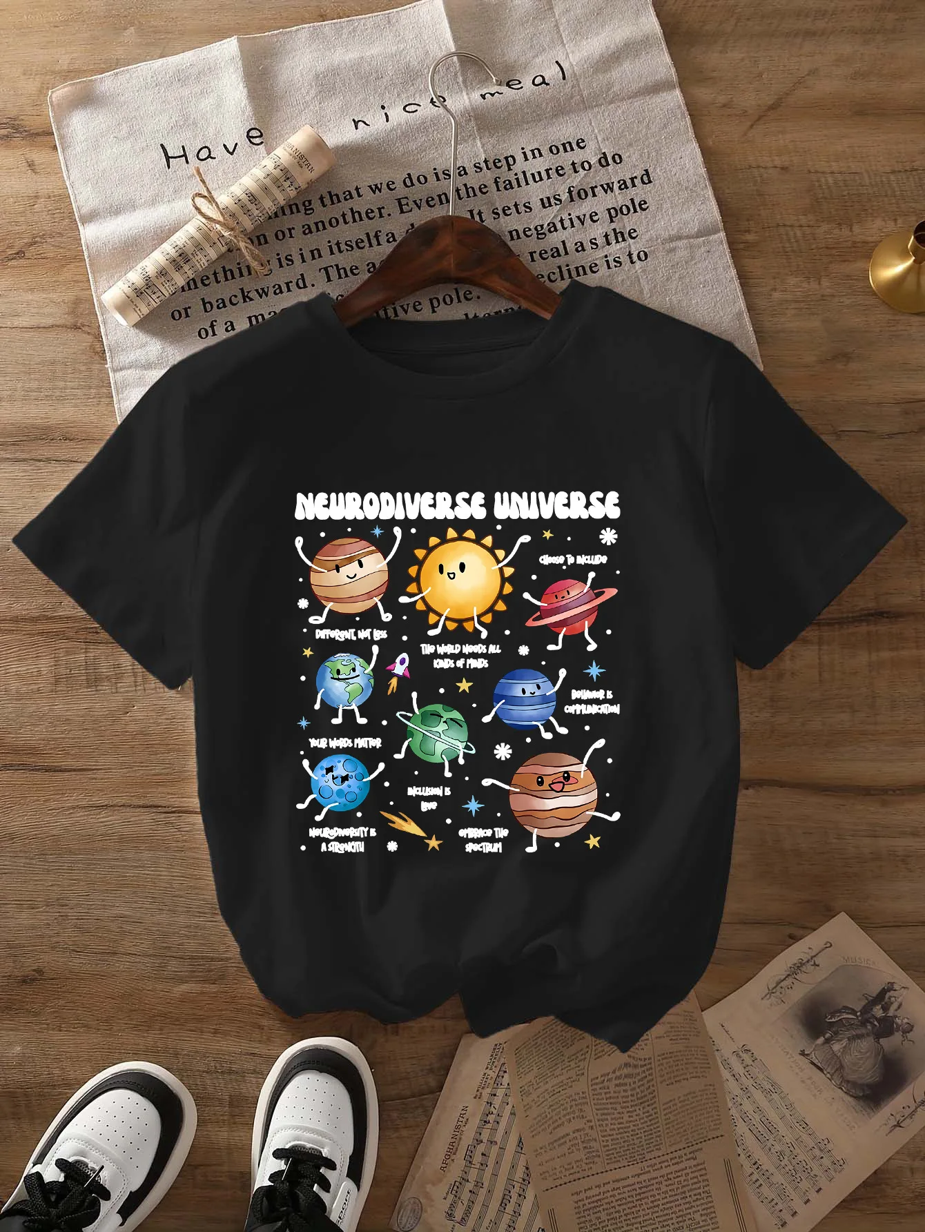 Children's Solar System Planet Family round Neck T-shirt Short Sleeve Graphic Tee Space Theme Summer Clothes for Boys And Girls