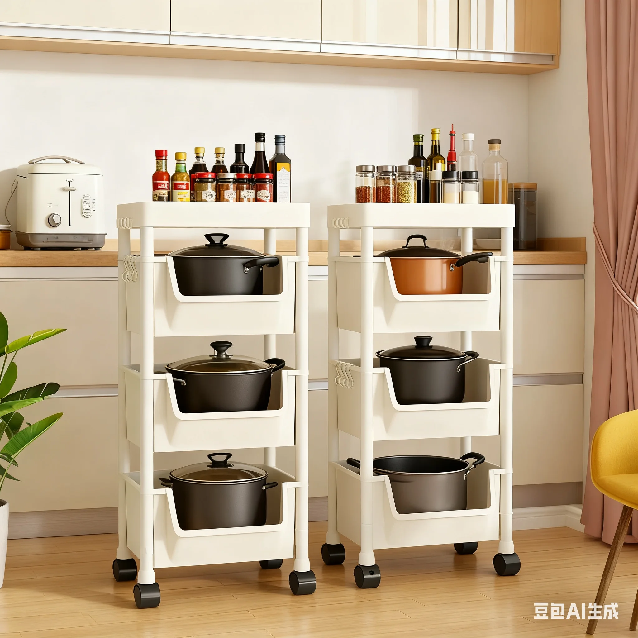 متعددة الطبقات وجبات خفيفة عربة غرفة المعيشة المتنقلة رف الكتب مع عجلات الحمام المطبخ ضيق شق خزانة عربة بلاستيكية المنظم #3