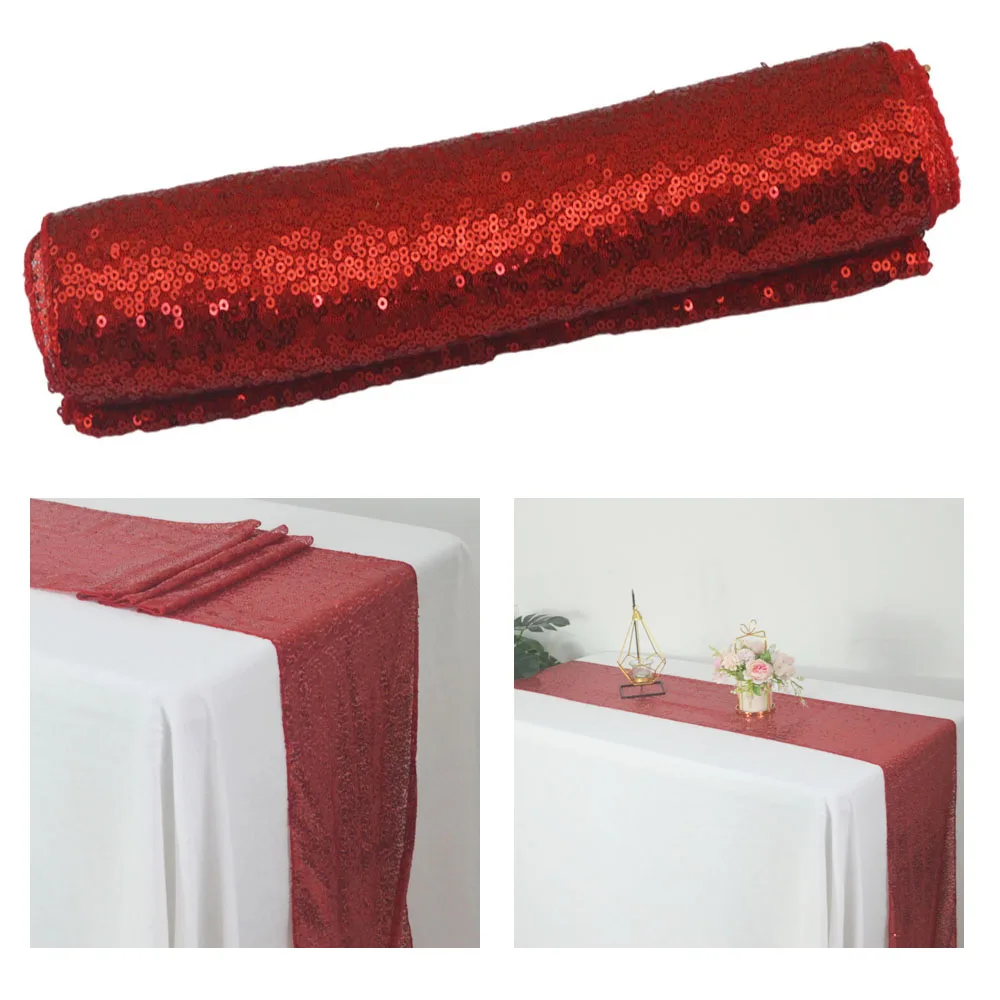 

10pcs Shiny Sequin Table Runner For Wedding Party Decoration Christmas Baby Shower Birthday Banquet Glitter Table Runners