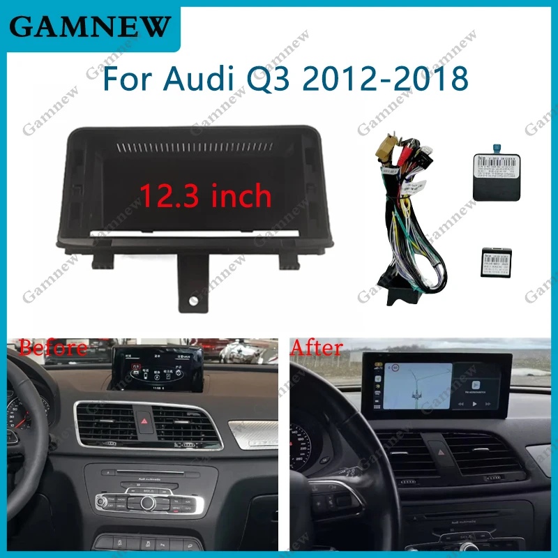12.3 Inch Car Frame Fascia Adapter Canbus Box Decoder Android Radio Dash Fitting Panel Kit For Audi Q3 2012-2018