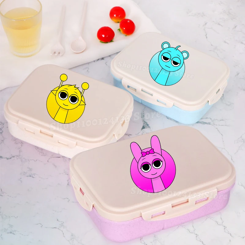 Sprunkis loncheras niños lindo estampado de Anime Gril estudiante escuela fiambrera separada mujer Kawaii fiesta juego campamento Picnic Bento caso