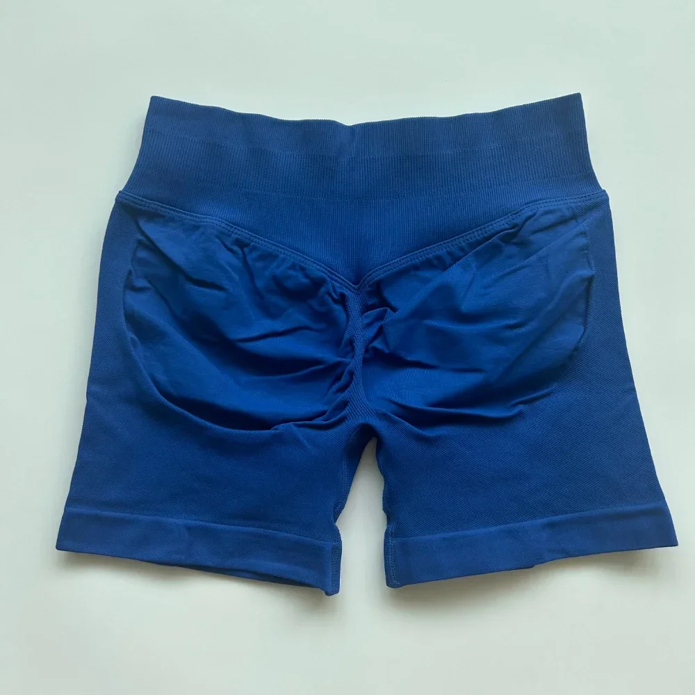 Shorts de impacto com nervuras baixas, shorts de yoga sem costura, treino, academia, espólio, estiramento, corrida, roupas de fitness