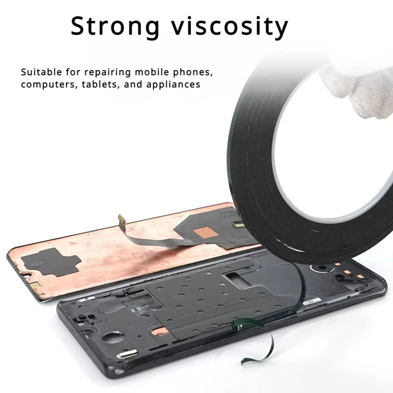 5-10MM 10M Black Strong Adhesive Tape Roll for iPad Tablet LCD Touch Glass Frame Back Cover Repair Double Side Glue for phone