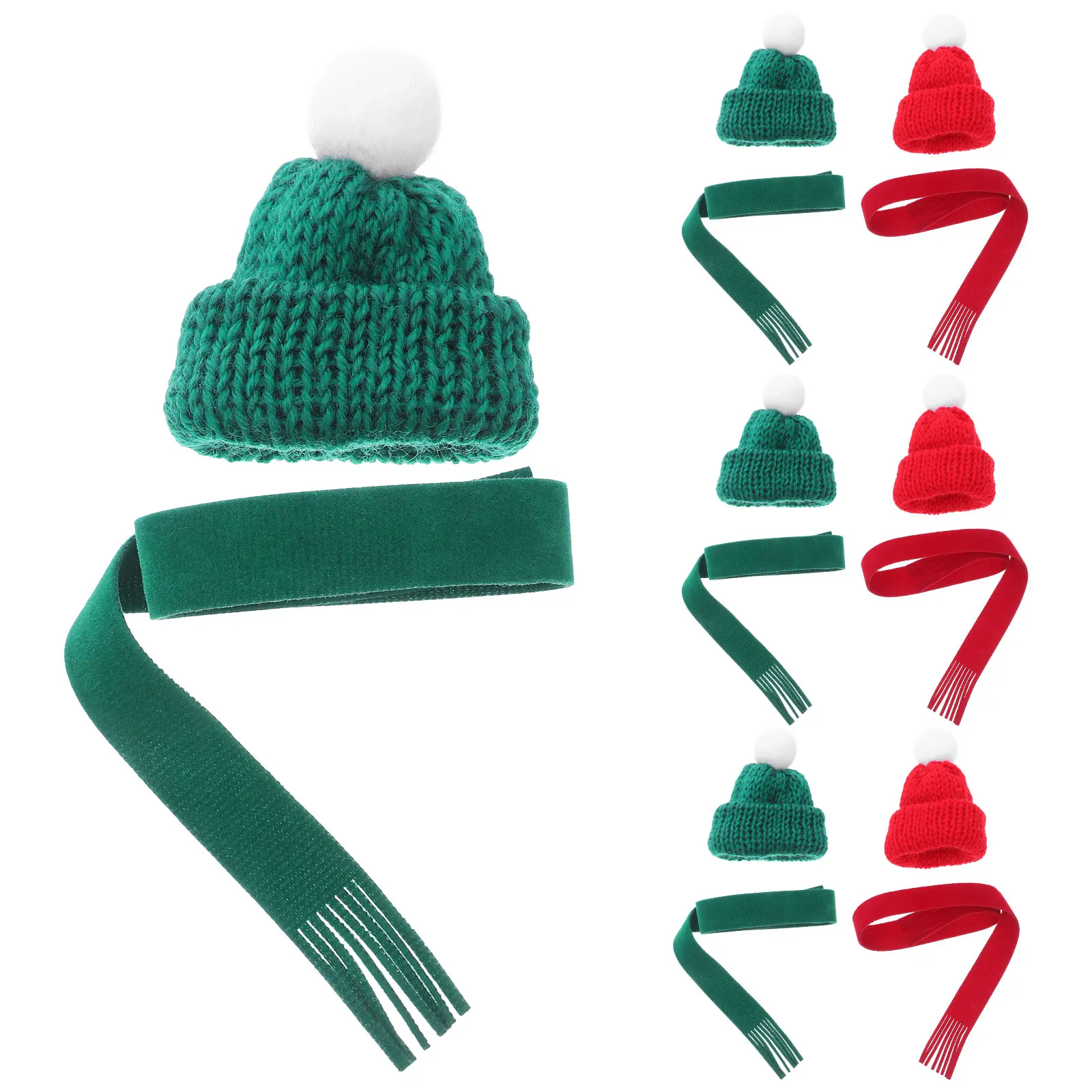 

20 Pcs Mini Christmas Hat Scarf Decorations Santa Hats for Crafts Knitting Thread Tree Ornaments
