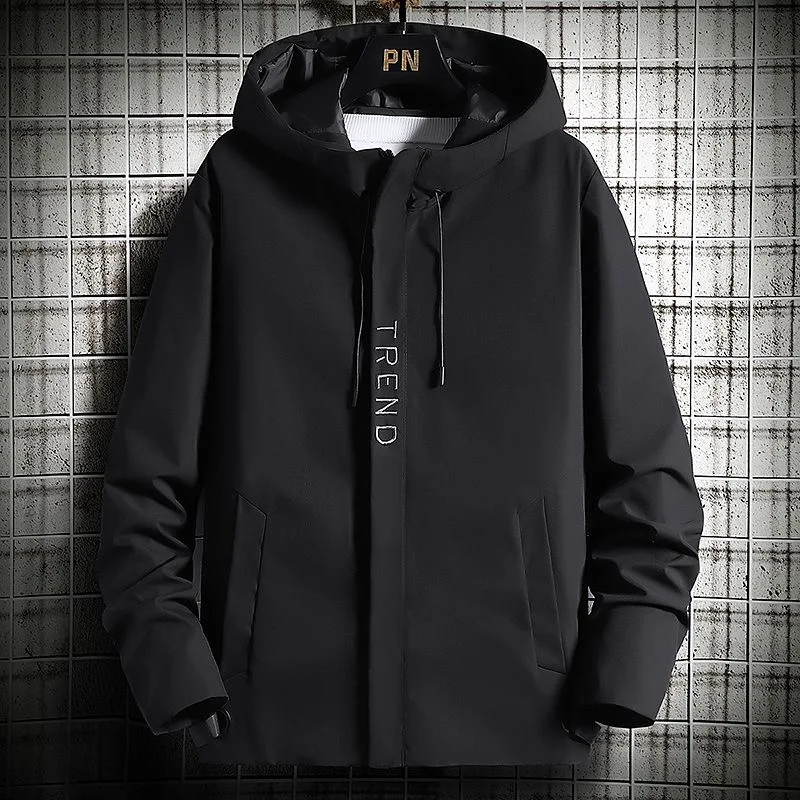 2023 Spring and Autumn New Fashion Trend Hooded Jacket Men\'s Casual Loose Comfortable Windproof Waterproof Large Size Coat M-5XL