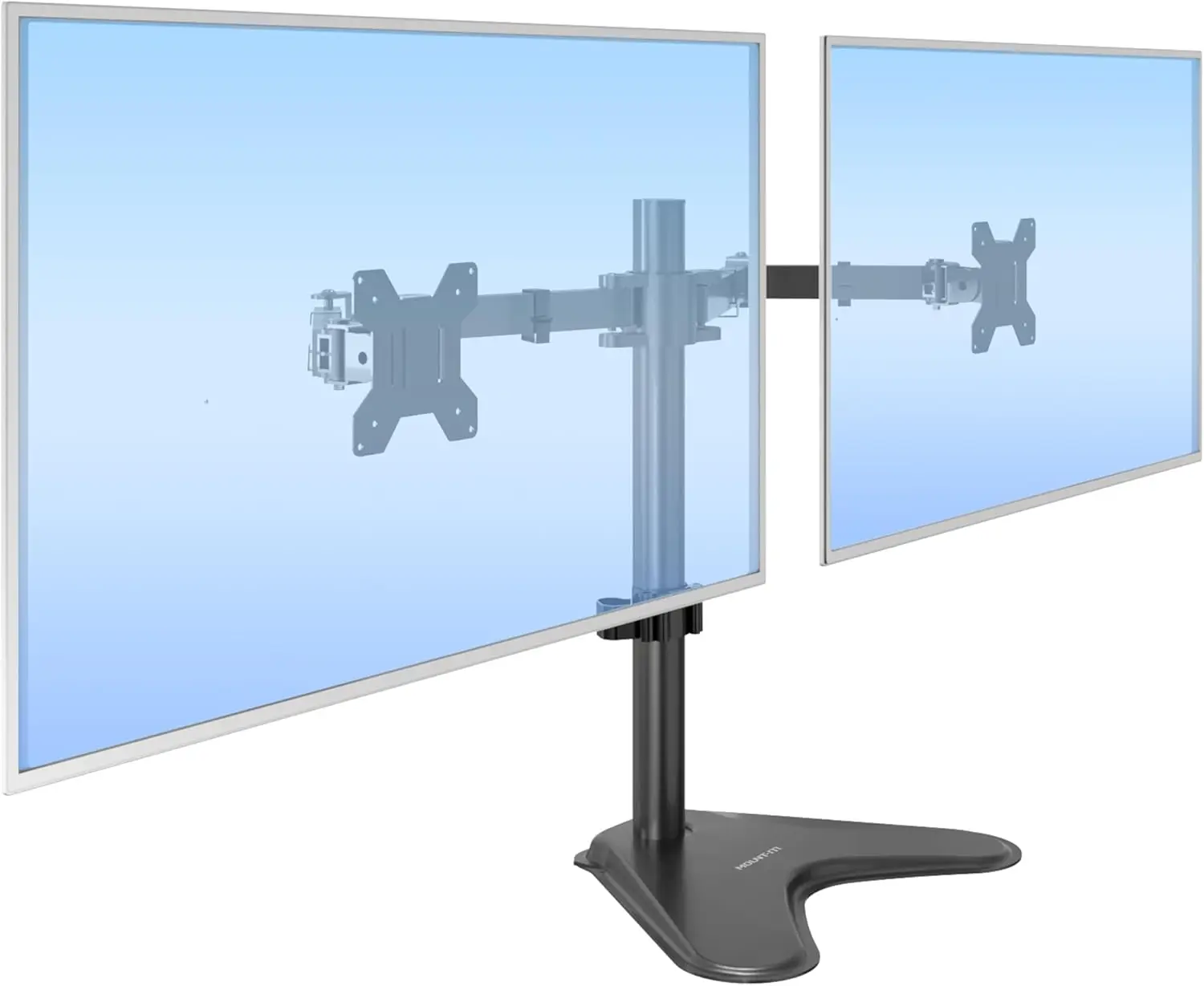 Dual Monitor Stand for Two 13-32 Inch Screens, Adjustable Desk Mount with Full Motion Arms, VESA Compatible Steel Base