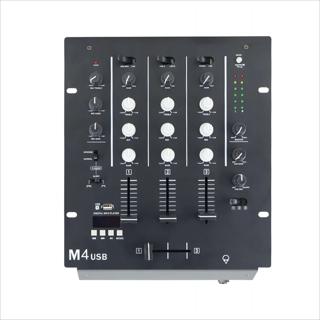 M4 USB المهنية 4-قناة DJ خلاط مع USB SD LCD 3 قناة Dj خلاط تحكم الصوت الرقمي خلط وحدة التحكم