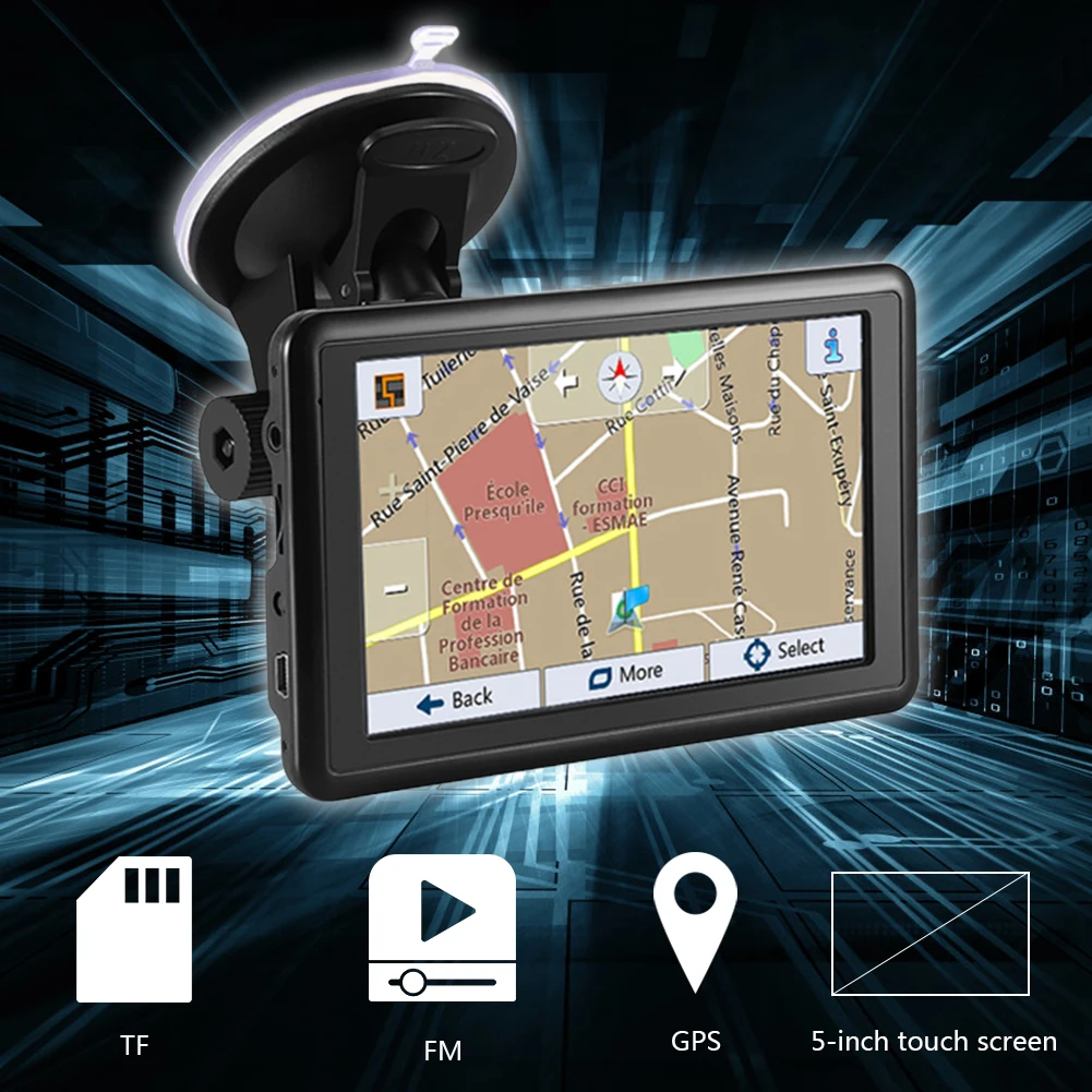 5 Inch Car GPS Navigator 128MB+4G HD TFT Touch Screen Portable Auto Satellite GPS Navigation FM Transmitter EU AU US Map