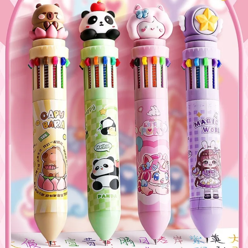 

Многоцветная шариковая ручка с изображением капибары, панды, мультяшного животного, милый и удобный подарок для студентов, функциональные заметки