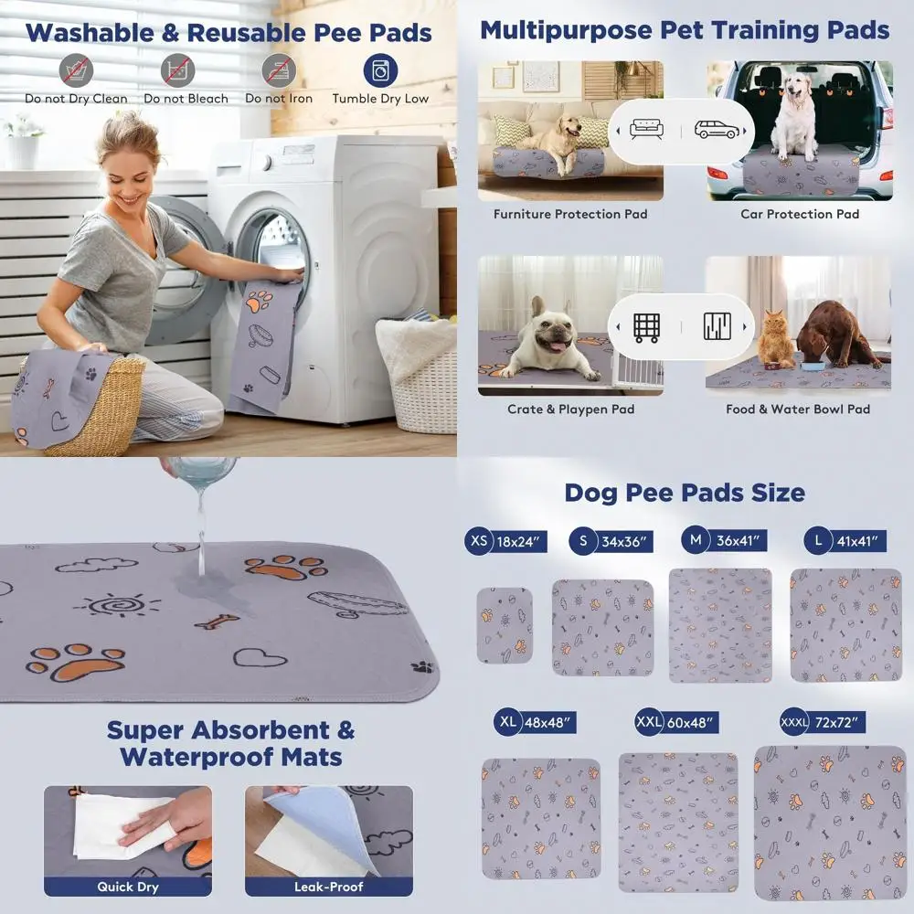 

Большие моющиеся пеленки для дрессировки собак 48x48, 2 штуки, супервпитывающие, водонепроницаемые, нескользящие, для клеток, родильных ящиков, манежей и ковриков