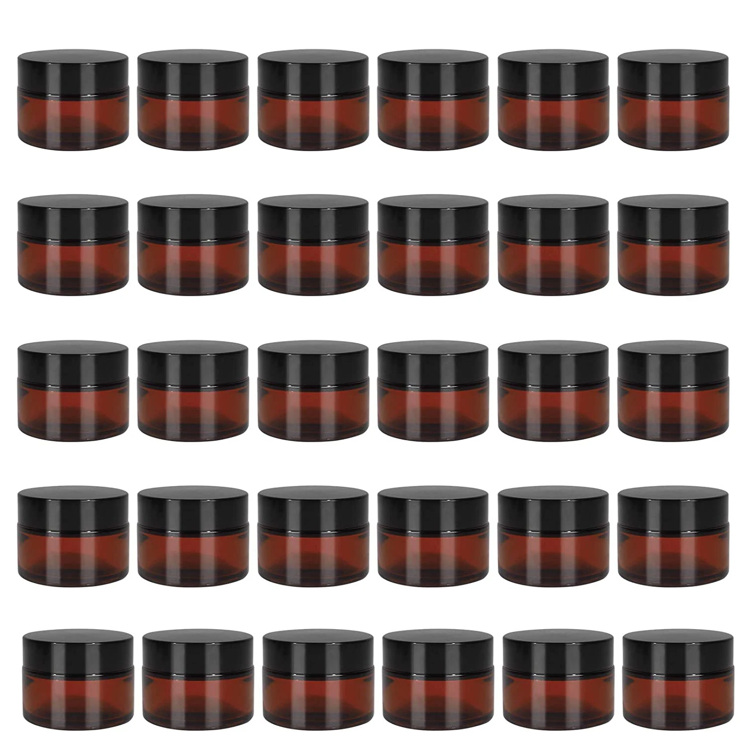 15Pcs 5g - 50g Amber Round Glass Jar Empty Cosmetic Refill Container Sample Pot Slime Cream Nails Lotion Powder Ointment Bottles