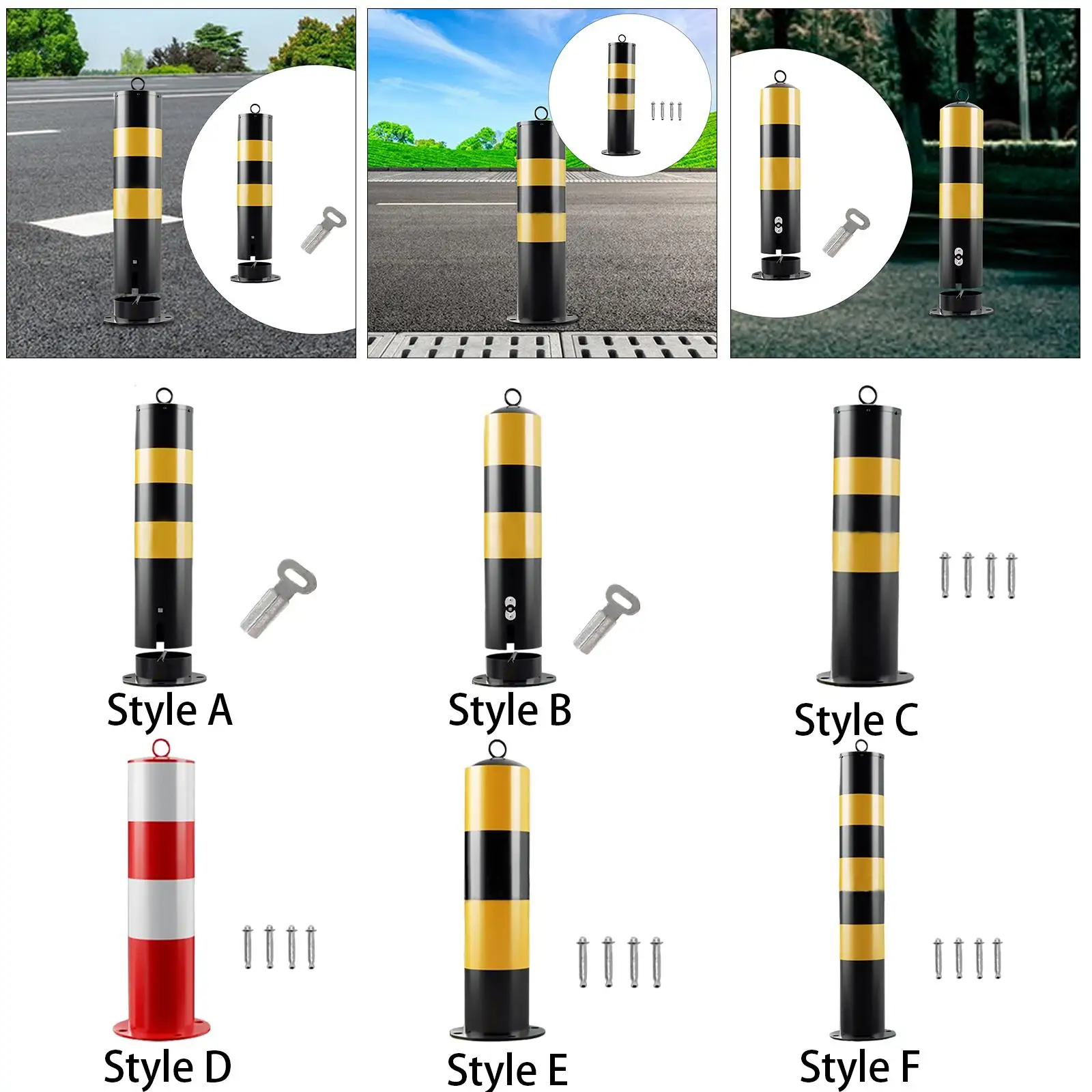 Sicherer Pollerpfosten, Parkbarriere, sicherer Absperrpfosten, Verkehrspoller, sichere Schilder für Auffahrt, Gehwege, Parkplatz