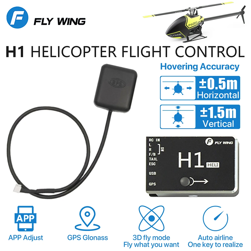 FLY Wing H1 RC GPS Helicopter Flight Controller 6CH Flybarless RC Gyro System for FW450L FW450 ALIGN T-REX SAB GAUI Helicopter