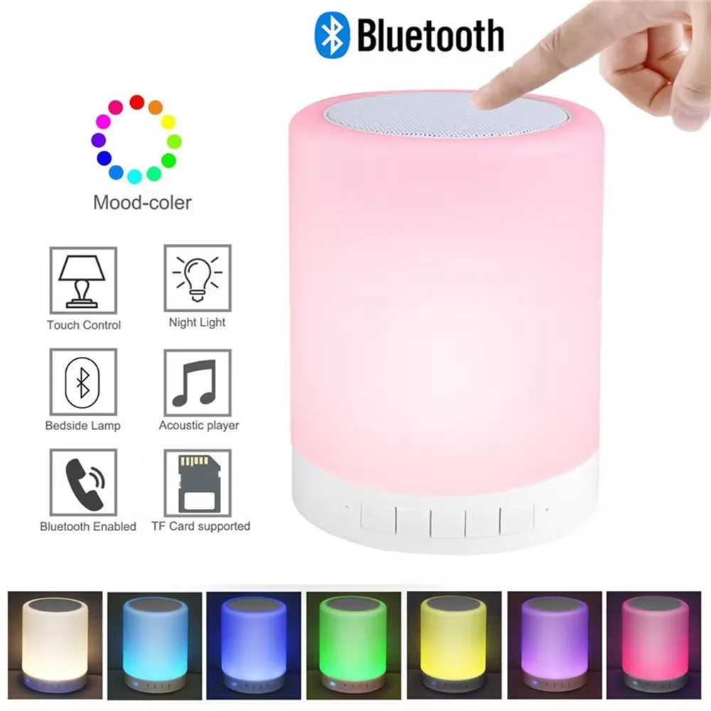 

Night Light Bluetooth Speaker Wireless Portable Mini Player Touch Pat Light Colorful LED Bedside Table Lamp For Bedroom Outdoor