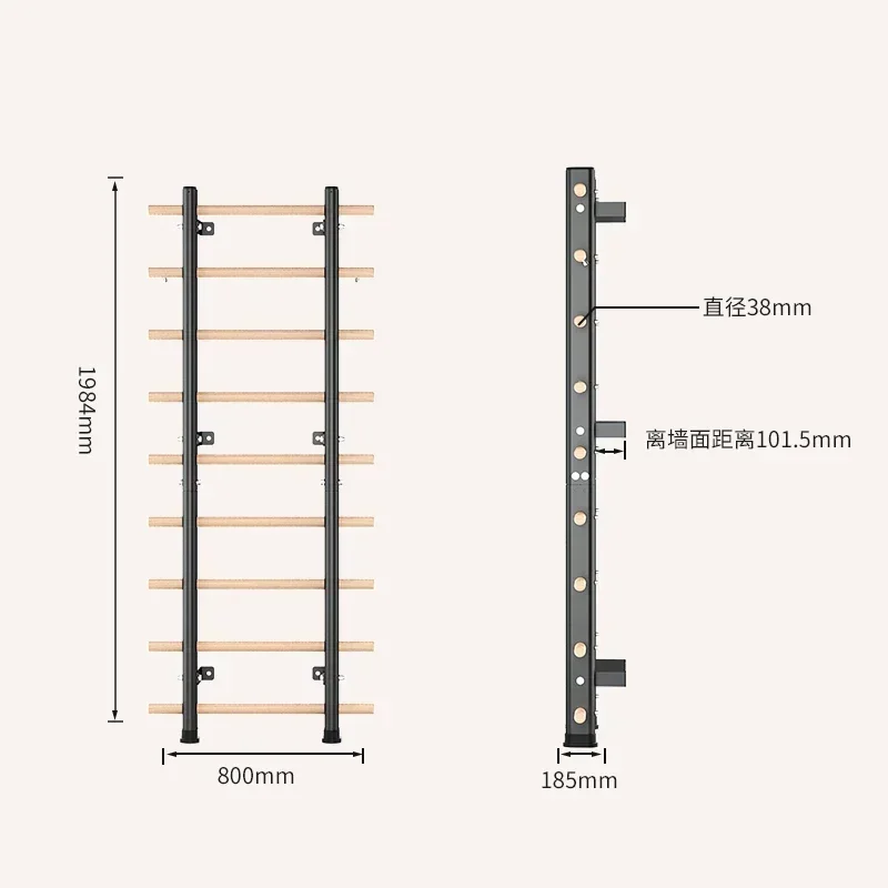 Wholesale Manufacturer Gym Fitness Pull Up Bar Wall Mounted Wooden Swedish Ladder