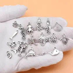 Jewellery Making Supplies Sea Animals Seashell Starfish Seahorse Turtle Whale Octopus Jellyfish Crab Charms Collection 18pcs