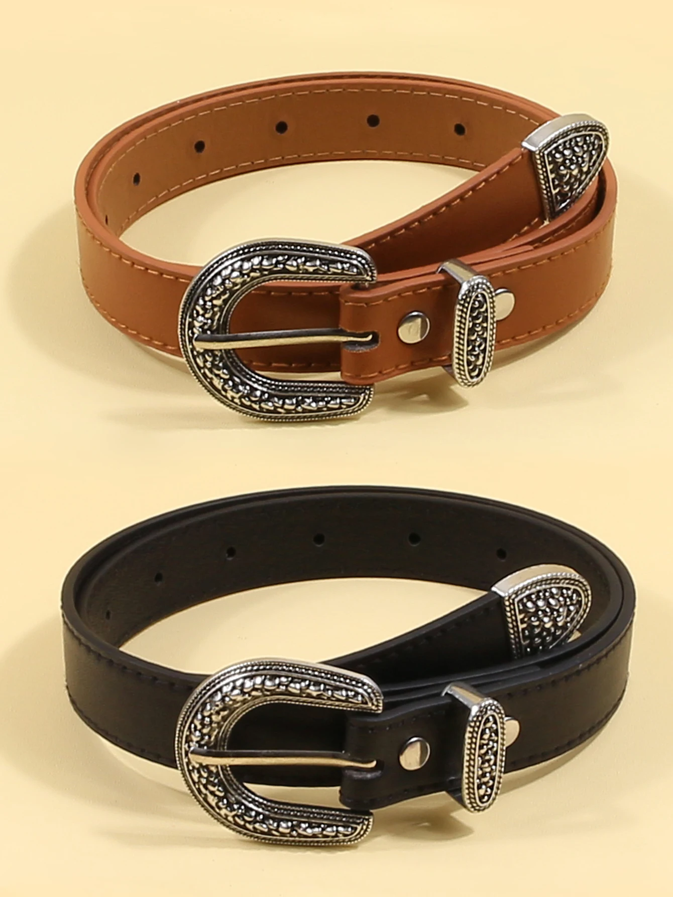 حزام ريترو جديد أوروبي وأمريكي عالي الجودة حزام PU حزام على طراز الدنيم الغربي الأمريكي