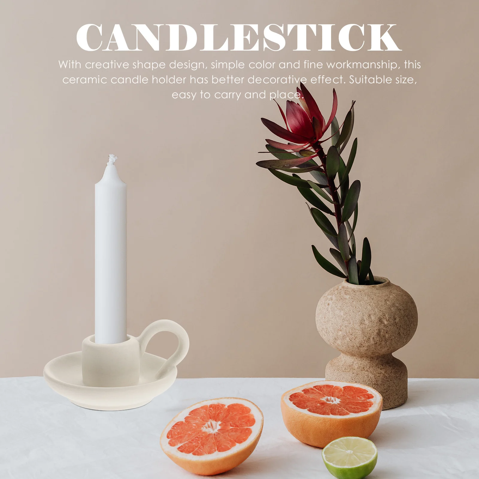 

2Pcs Ceramic Holders with Handle Elegant Burner Display for Table Decoration Festival Celebration Ornament Small