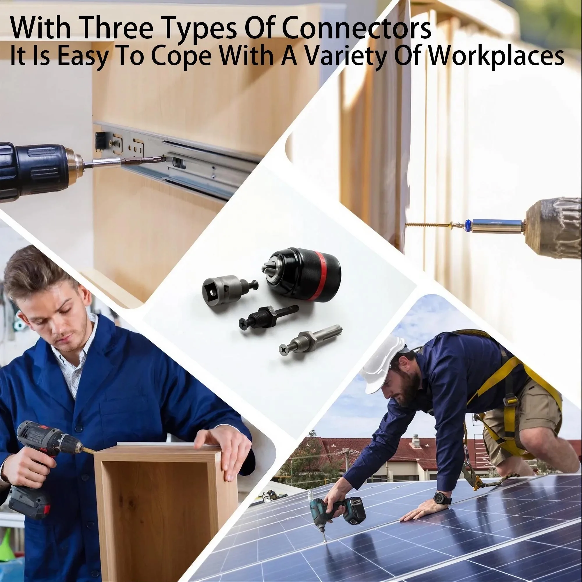 Keyless Drill Chuck Impact Drill Adapter SDS Plus Chuck Heavy Duty Drill Chuck Set Hex Shank Adapter 13mm Chuck Power Tool Accessories Patented Anti-Slip Locking Heat-Treated Maximum Clamping Force Quick Change 1050W+ Drills Professional Contractor Grade view 7