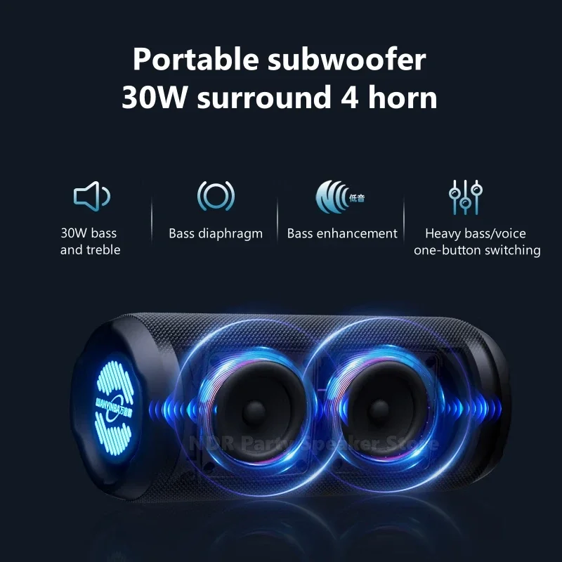 Best Selling M6 Speakers Stereo Bass Outdoor IPX7 Waterproof Subwoofer Portable Wireless Bluetooth Speaker 30W High Power Sound