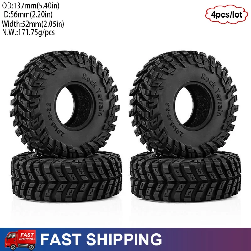 

4PCS 2.2 inch 137mm RC Crawler Car Rubber Rock Wheel Tires for MJX Crossrc YK Axial AXP8 Upgrade Tire Parts