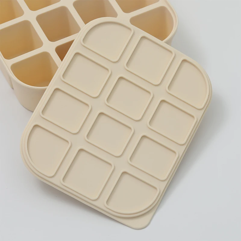 Boîte de Conservation des citrouille en Silicone pour Bébé, Nombreuses BPA, Sans Fuite, Sûre, pour les Tout-Petits, Carrée Réutilisable, pour Congélateur, Moule avec Couvercle