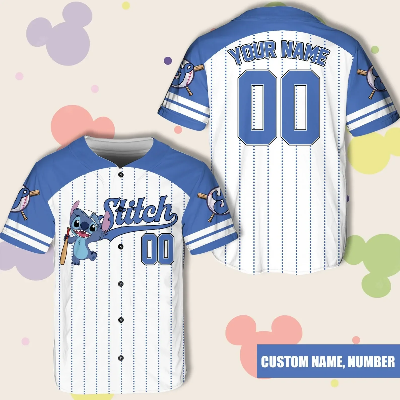 Customize Mickey And Friends Game Day Baseball Jersey Disneyy Baseball Player Outfit For Baseball Fans Stitch Baseball Jersey