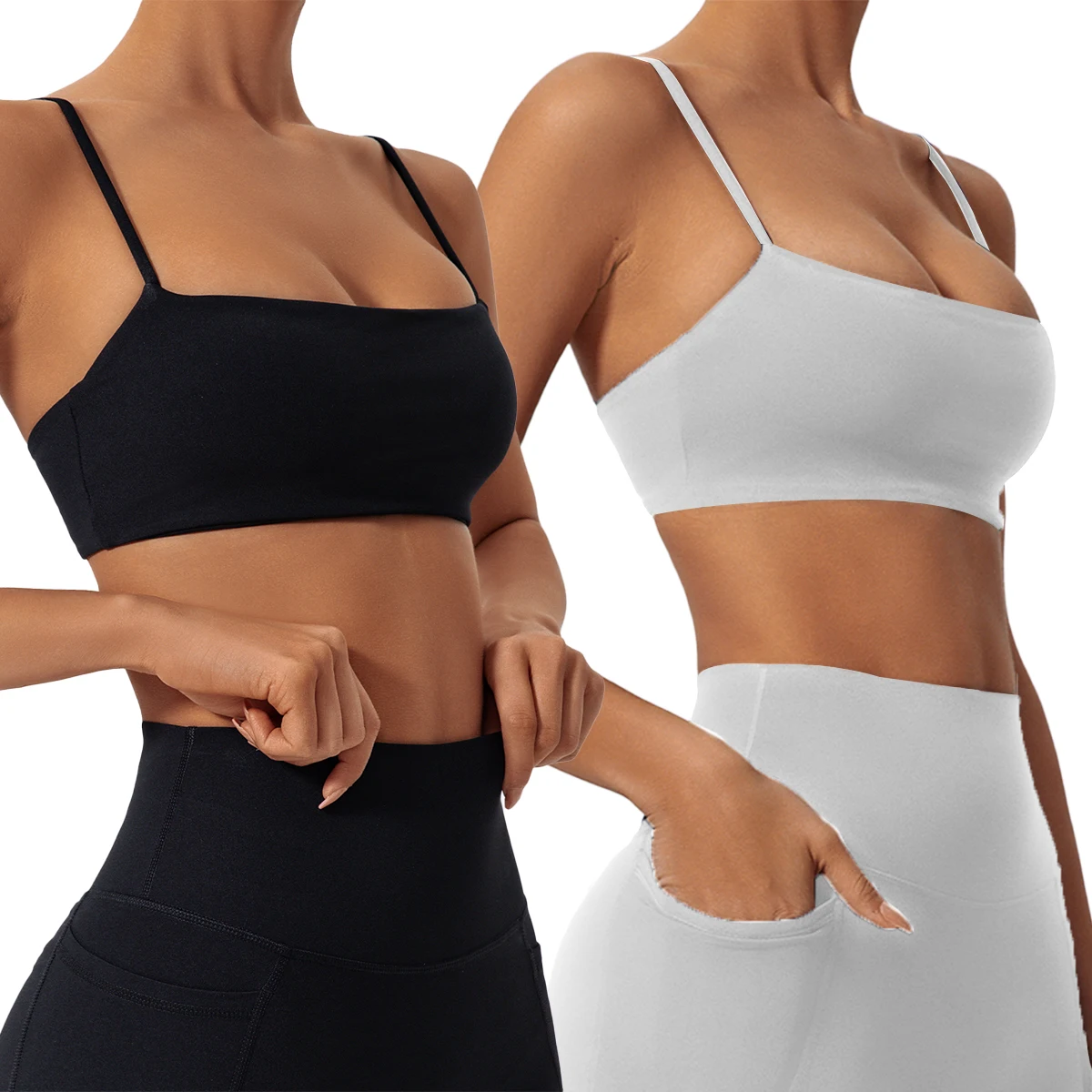 

2-Piece Sling Yoga Bra Women Gym Workout Push Up Brassiere Female Outdoors Sports Underwear Women Fitness Shockproof Crop Top