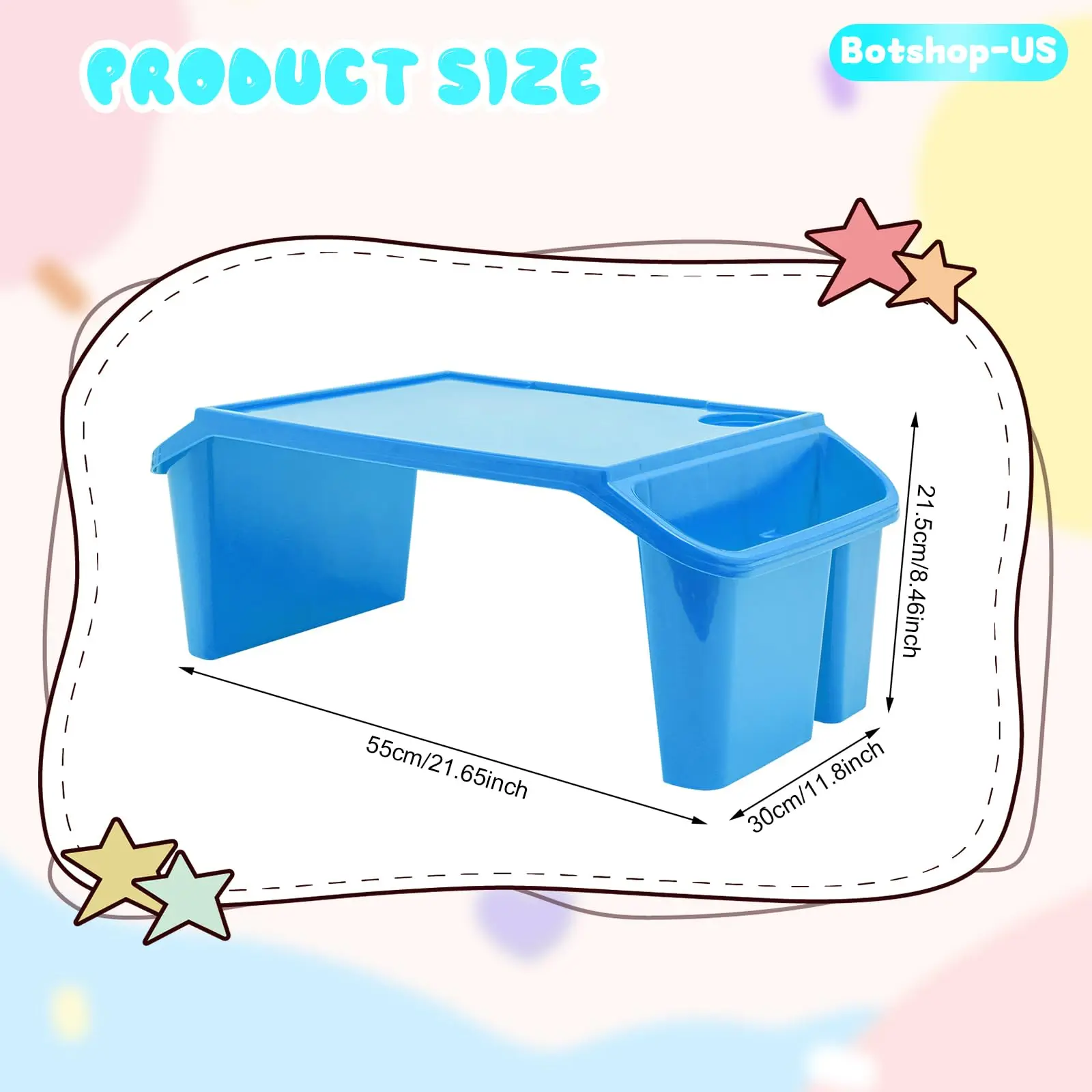 4Pcs Lap Desk Tray Plastic Breakfast Laptop Trays with Side Storage Pockets for Eating Writing Portable Snacks Lap Bed Table Ac