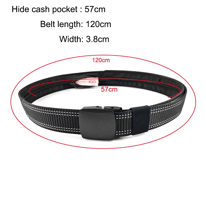 Multifunction Hidden Cash Waist Belts DIY Nylon 120cm Men Women Travel Anti Theft Tactical Strap Belts Wallet Plastic Buckle