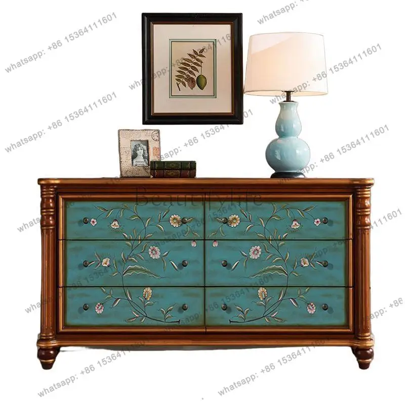 

2025 American-style entrance cabinet European-style solid wood storage locker