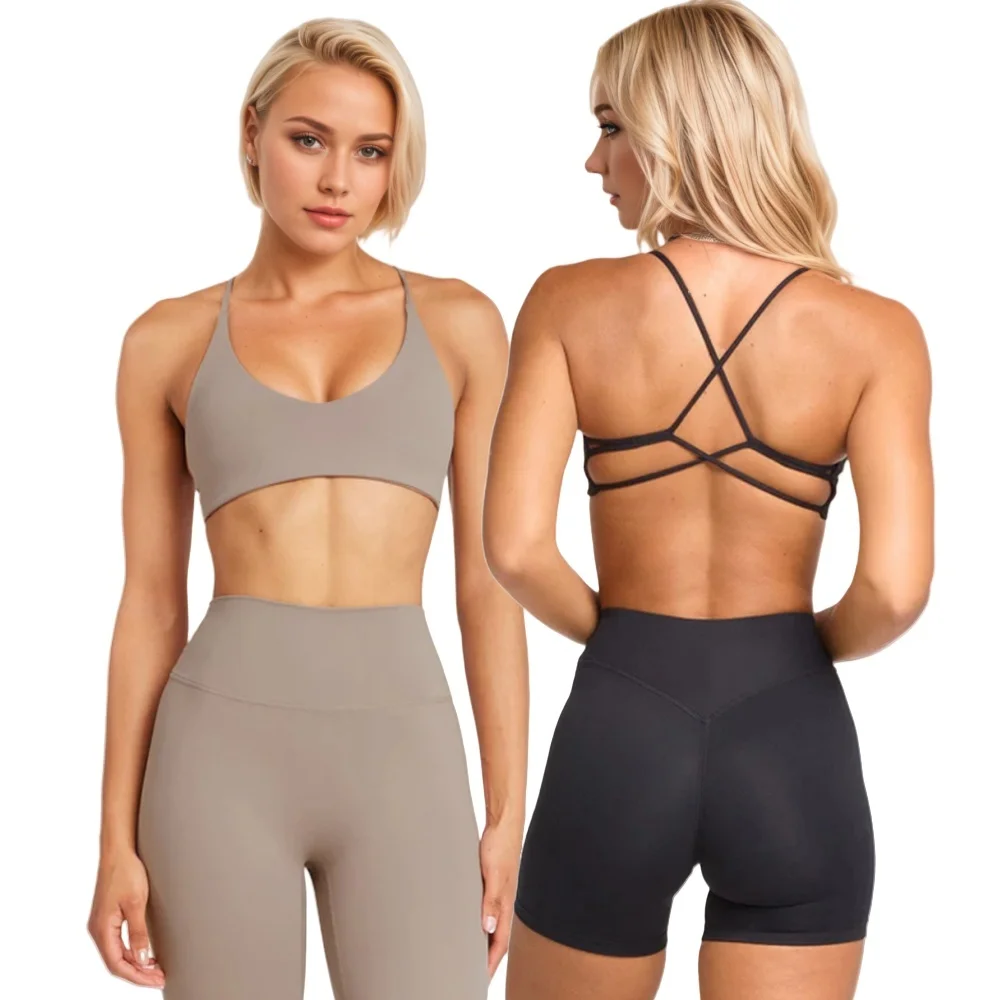 

Mermaid Curve Deep V-neck Sports Bra Women X-Strap Tight Yoga Clothes Bralette Gym Running Workout Underwear Without Steel Ring