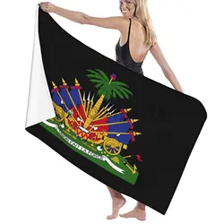 Haitian Flag Print Microfiber Bath Towel Super Absorbent Beach Towel for Travel Swimming Gym Outdoor Sports