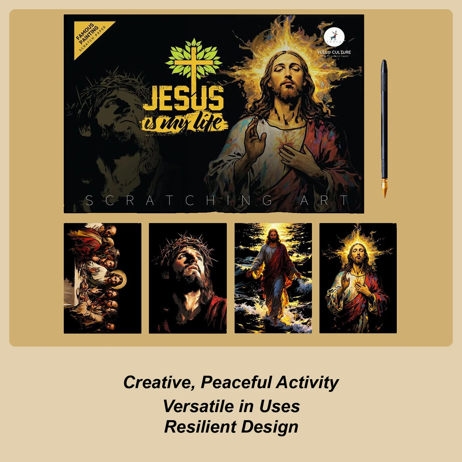 スクラッチオフアート イエス スクラッチペイント 1セット クリエイティブアートクラフト スクラッチボードアクティビティ 大人 子供 3歳用