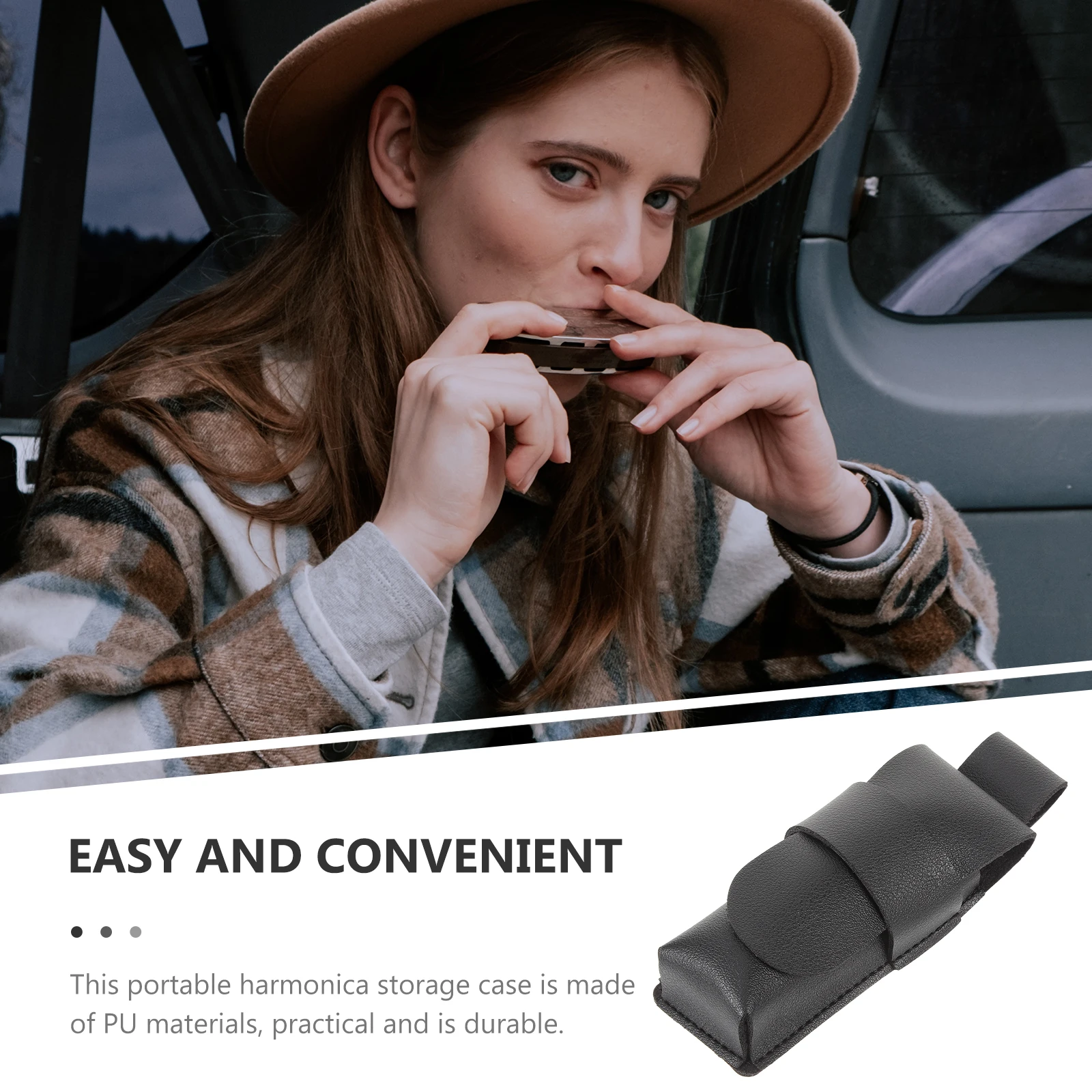Portable Harmonica Case PU Durable Harmonicas Protective Storage Sleeves Holder Travel Home Use Harmonica Bag