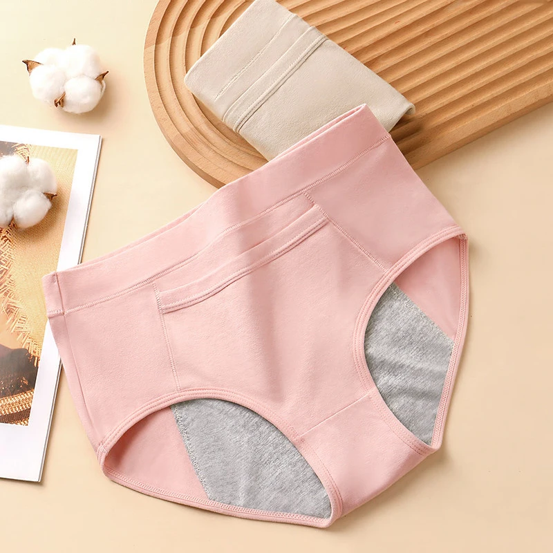 2Pcs Menstrual Panties Women Period Underwear Leak Proof Physiological Pants High Waist Breathable Cotton Soft Female Lingerie