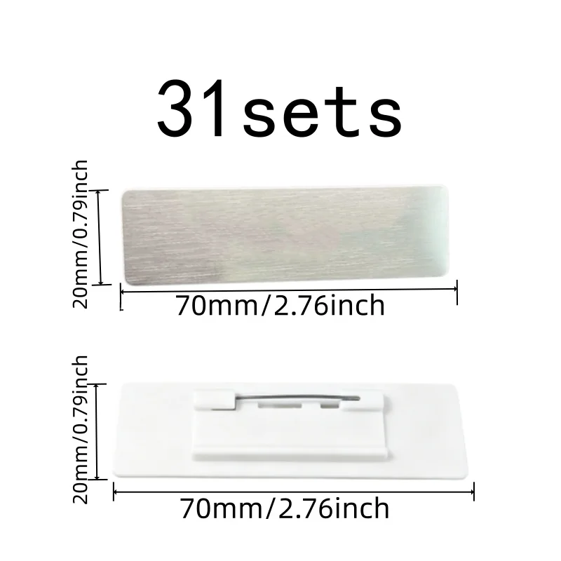 Gold ID Badge Holders 31 pcs, Metal Pin Backing, Smooth Writable Area, for Student Name Tags, Multipurpose