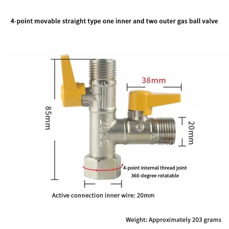 

Shut-Off Valve Valve Hose Connector Water Hose Adapter 3 Way Diverter Valve Switch Brass Water Diverter Shower Head