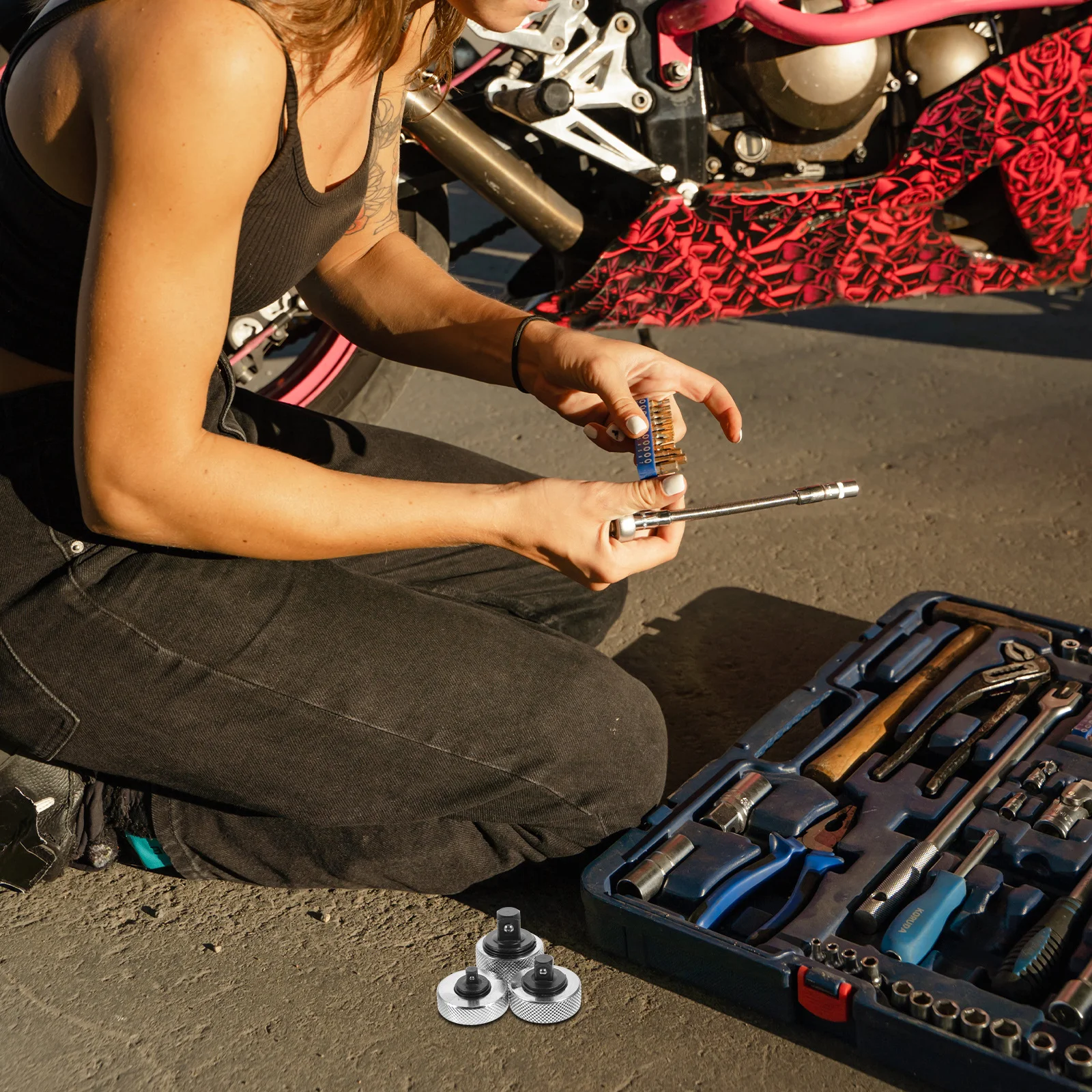 

Mini Ratchet Wrench Set for Brake Adjuster Thumb Wheel Repair Tool Steel Hand Bit Socket