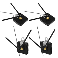 Silent Clock Movement Mechanism 4 Sets Long Shaft Quartz Replacement Parts Sweep Second Metal Hands Wall Clock Hardware DIY