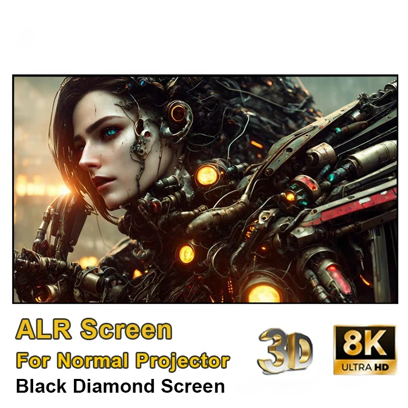 

2024 Hot Black Diamond ALR CLR Projection Screen 1CM Bezel Frame 60-250 inch 4K 8K Ambient Light Rejecting for Normal Projectors