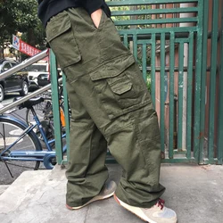 150kg Plus Size Fat Men's Work Cargo Pants Male Loose Multi-pocket Casual Straight Sports Trousers Outdoor Tactical Baggy Pants